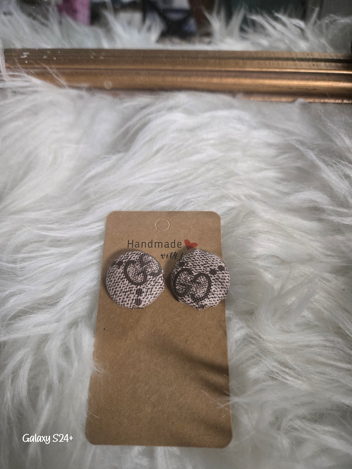 Leather Button earrings