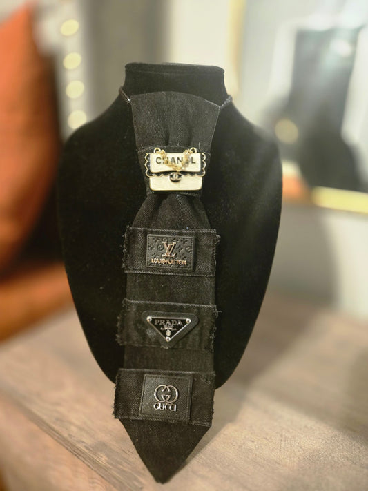Luxe Denim Patchwork Necklace Tie