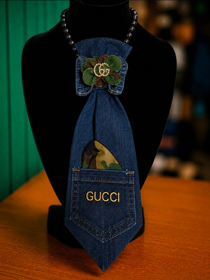 Denim Print Necklace Tie