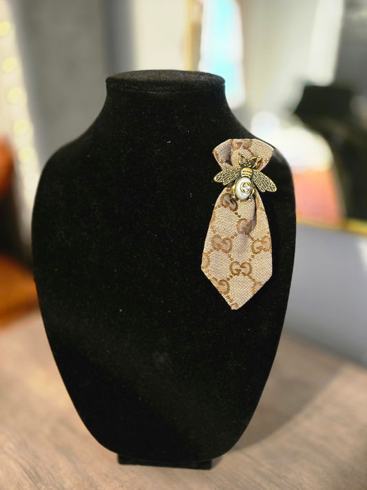 GG Monogram Denim Mini Brooch Tie