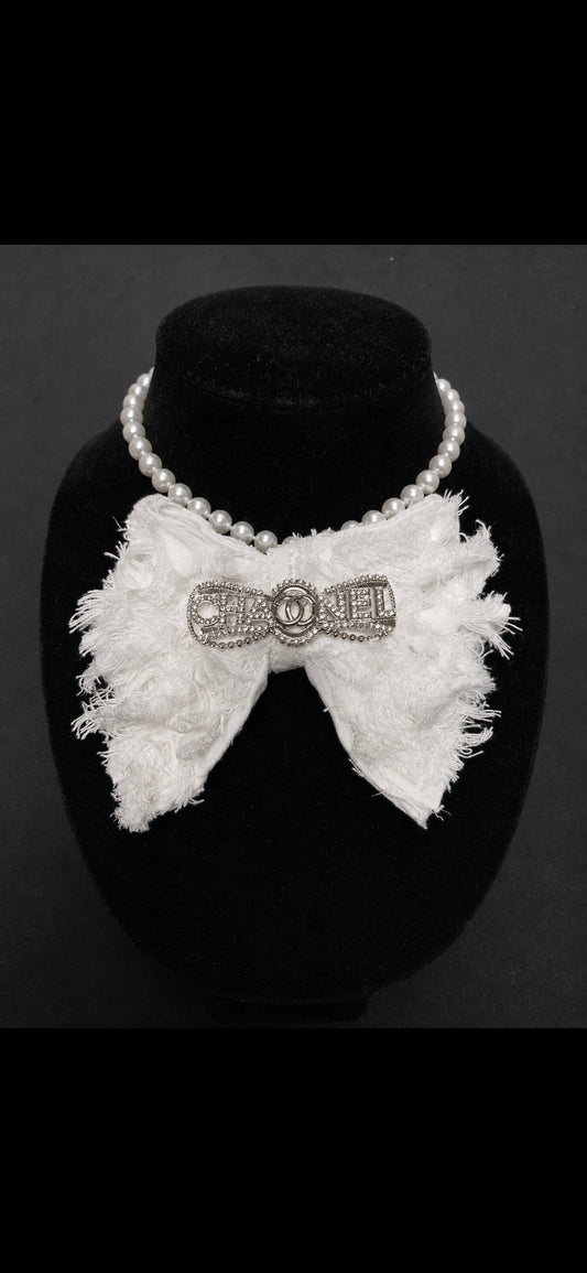 Denim Fringe Bow Tie