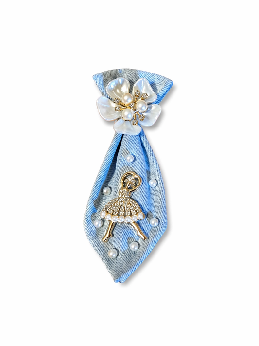 Ballerina Denim Mini Brooch Tie