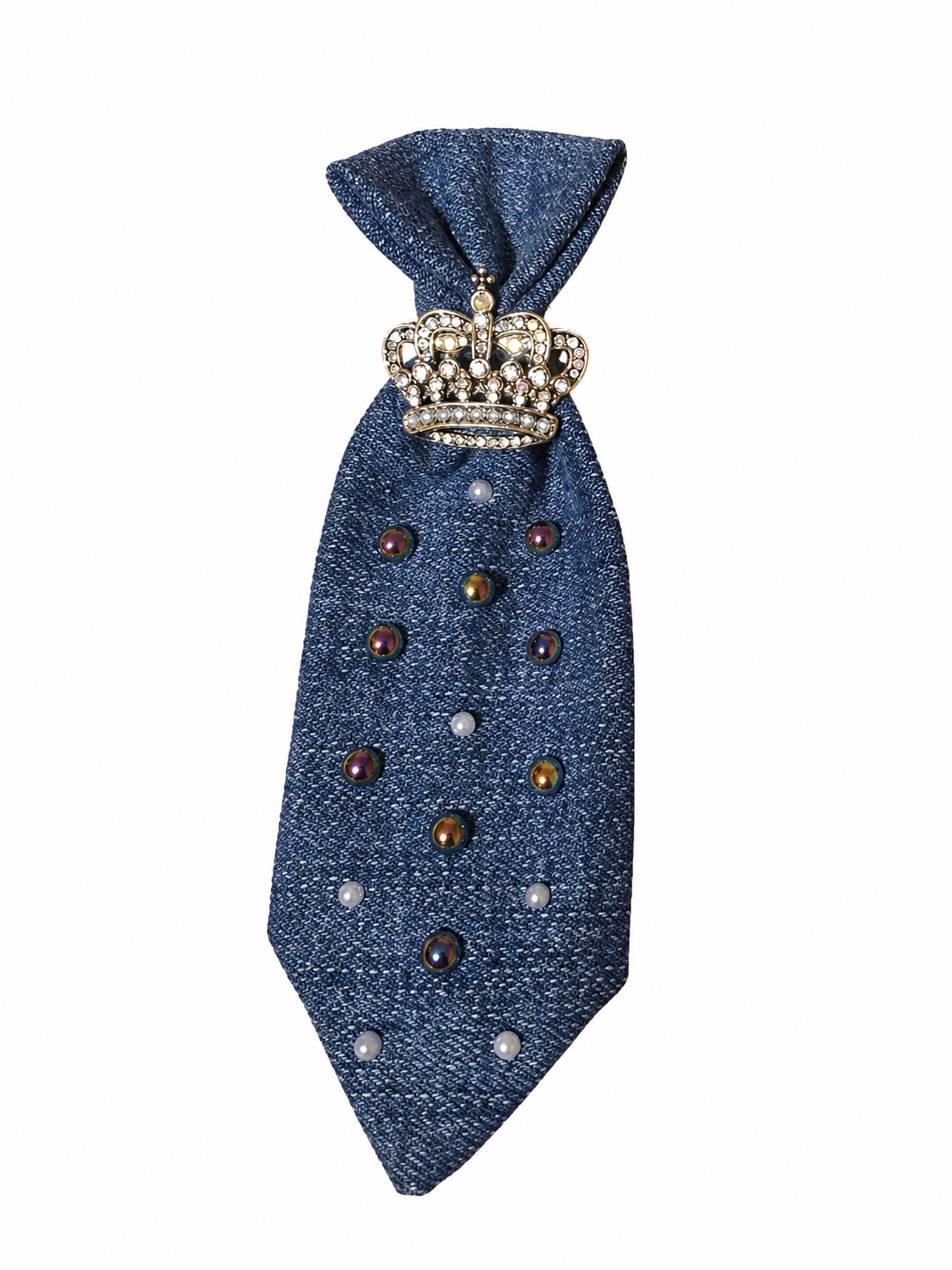 Crown Denim Mini Tie Brooch