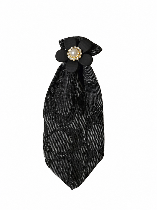 Black Floral Coach Inspired Mini Tie Brooch