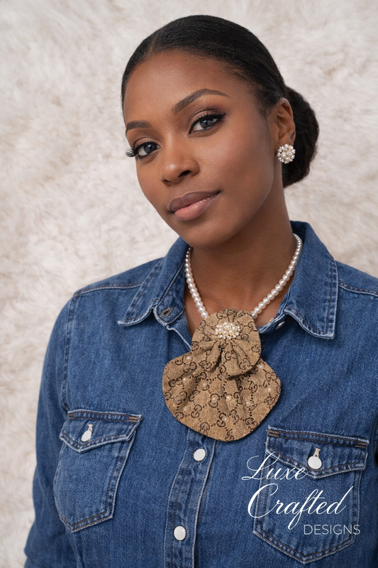 Luxe GG Inspired Ruffled Necklace Tie