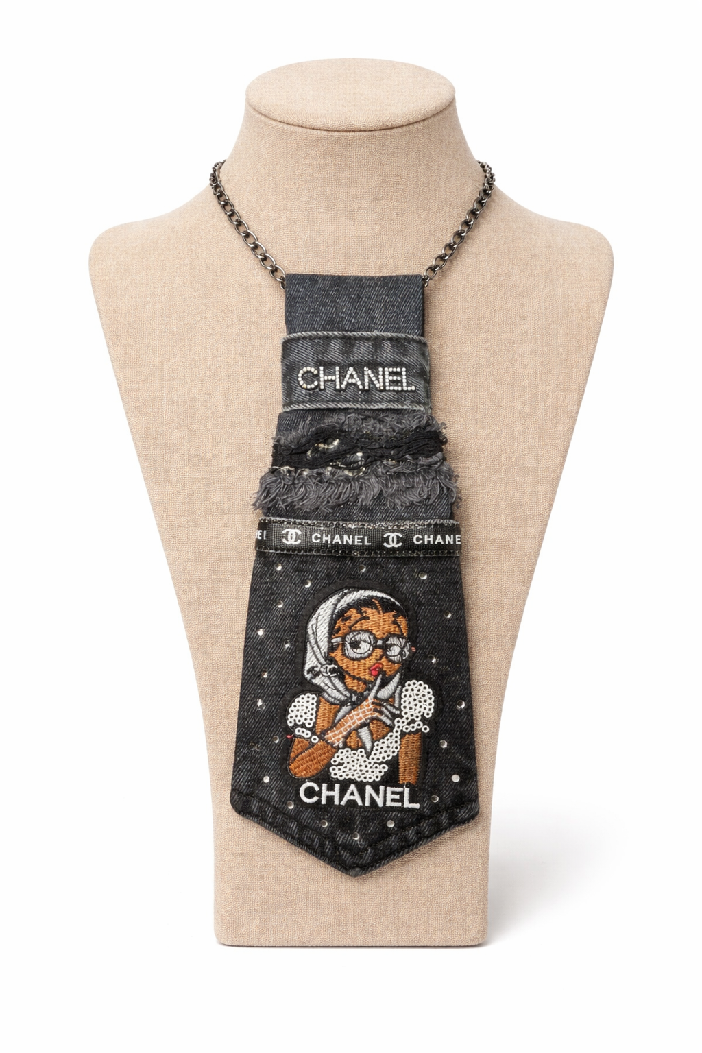 Luxe Denim CC Necklace Tie