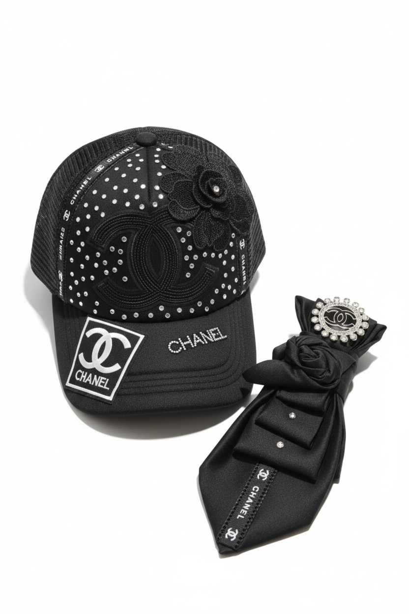 Chanel Inspired Hat and Tie Set
