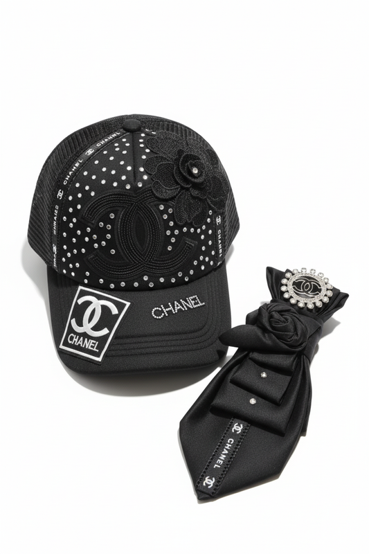 Chanel Inspired Hat and Tie Set