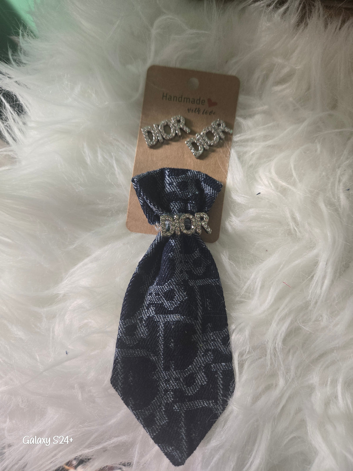 Dior Inspired Necktie Brooch with matching earrings