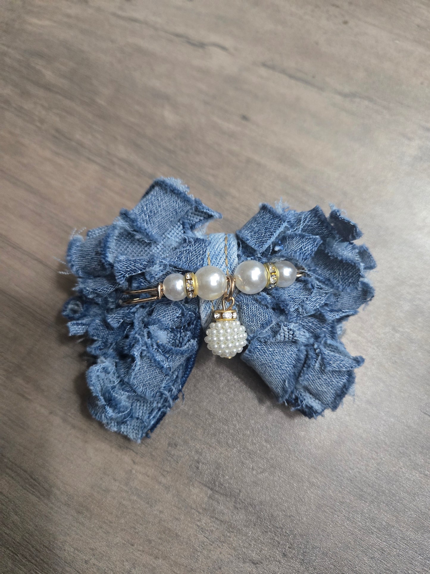 Denim Fringe Mini Brooch
