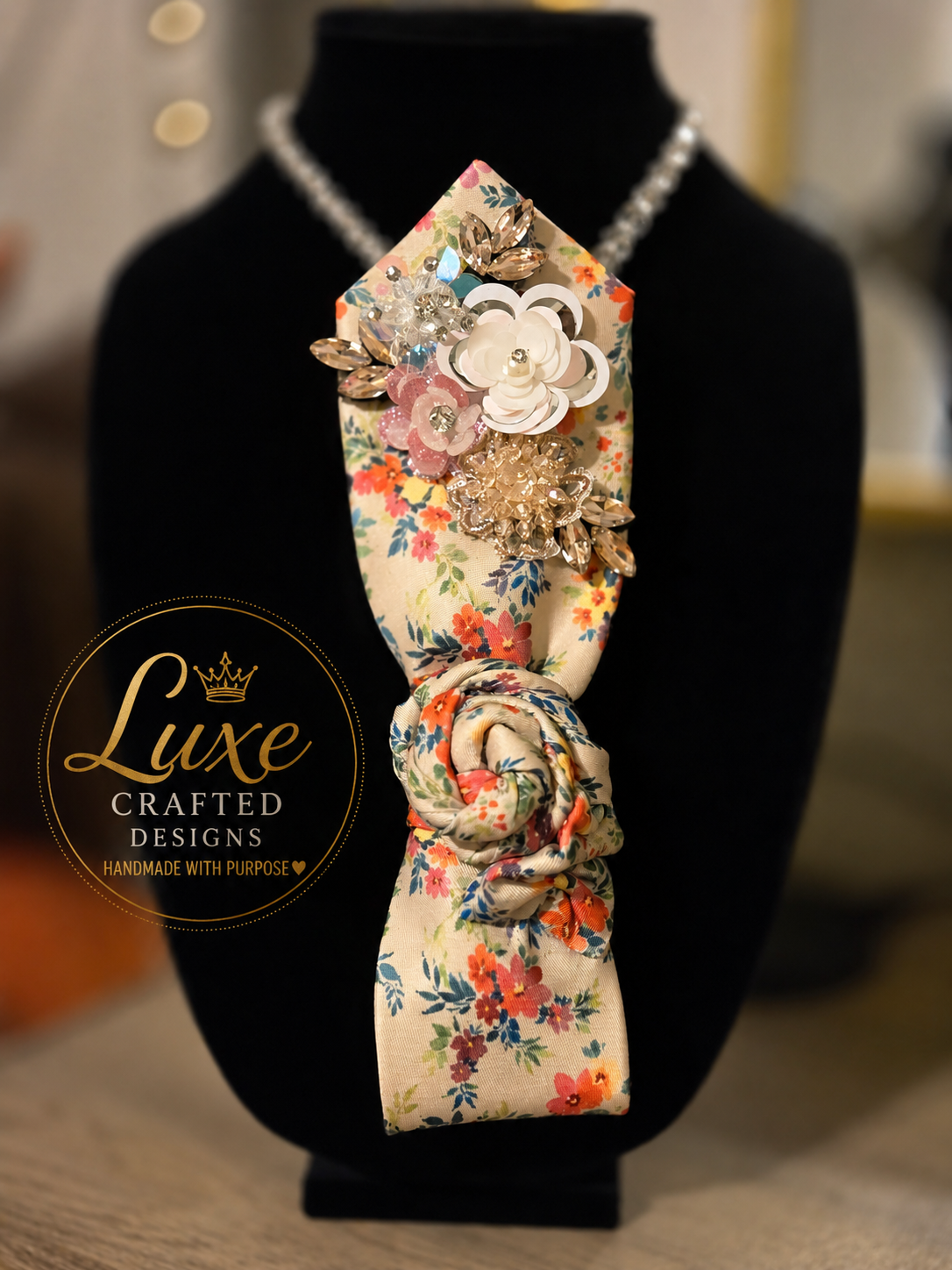 Luxe Floral Necklace Tie