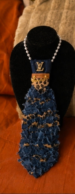 Denim Fringe Necklace Tie