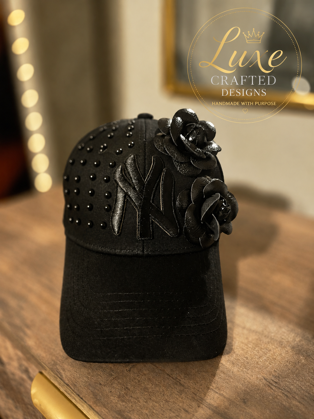 Midnight Rose Embellished Hat