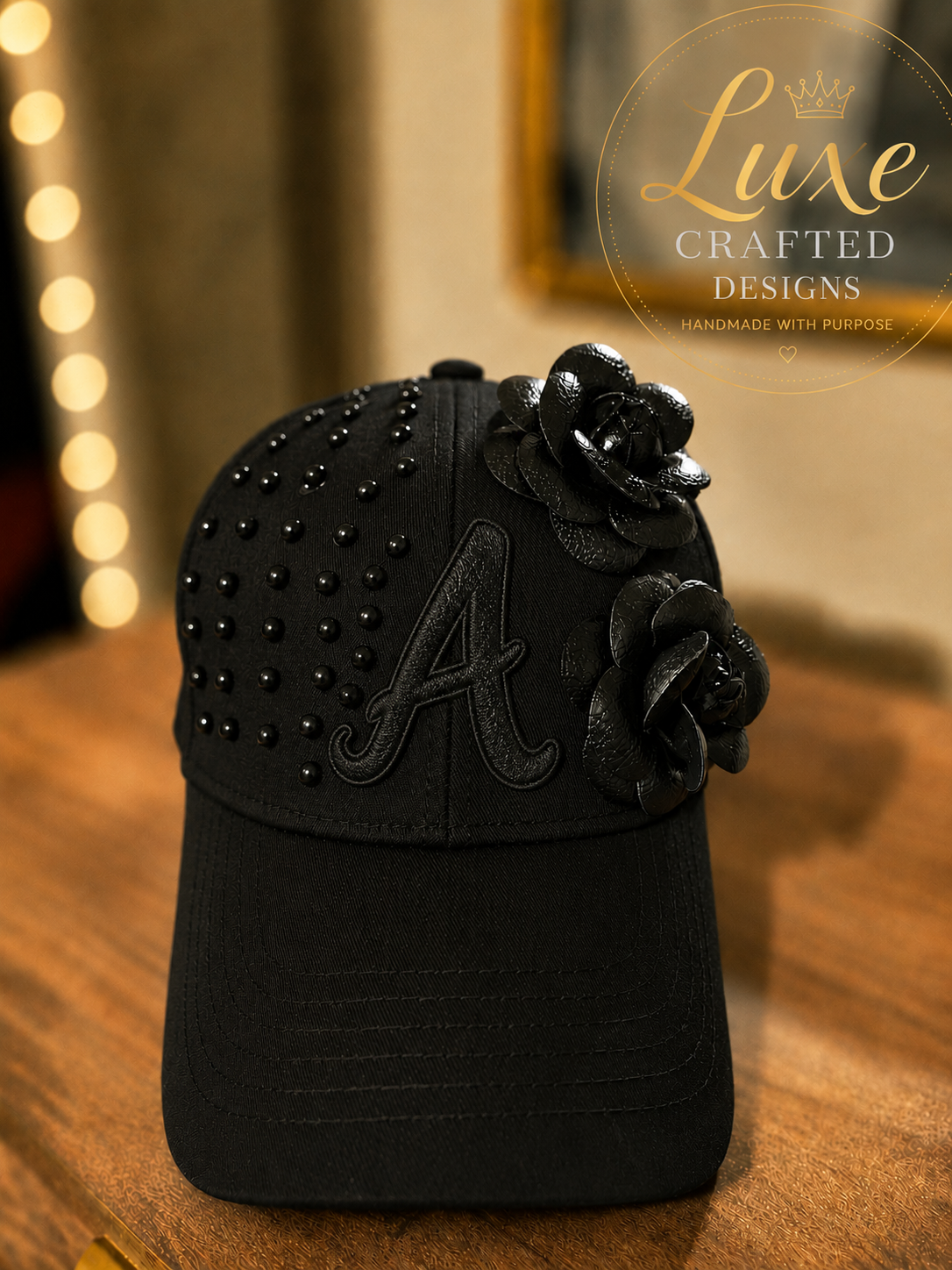 Midnight Rose Embellished Hat