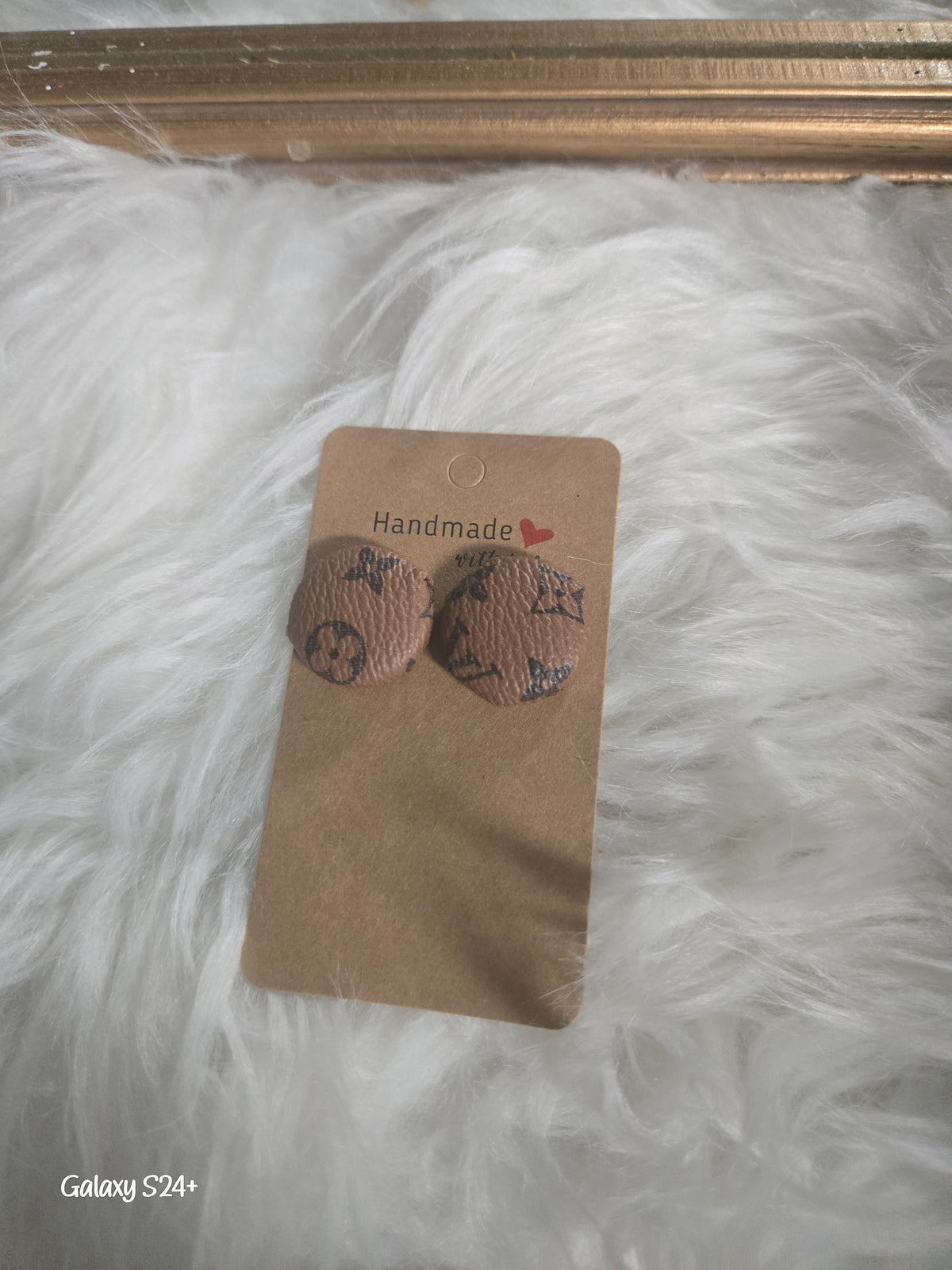 Leather Button earrings