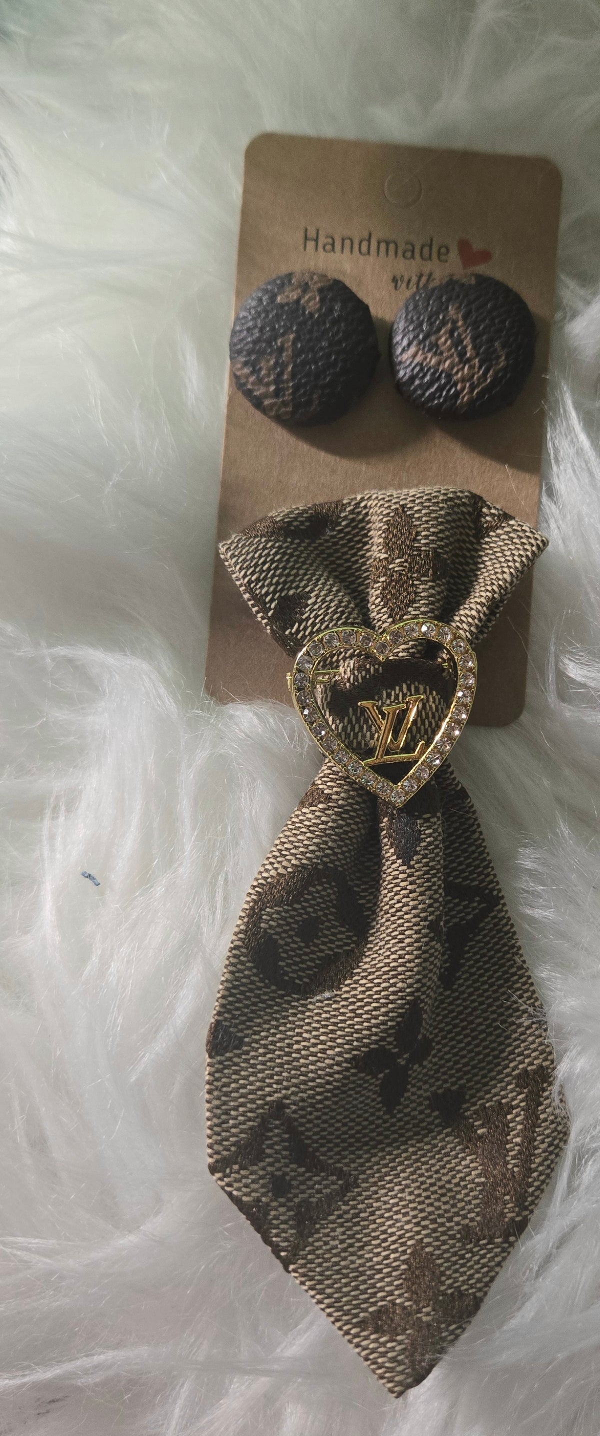 Dior Inspired Necktie Brooch with matching earrings