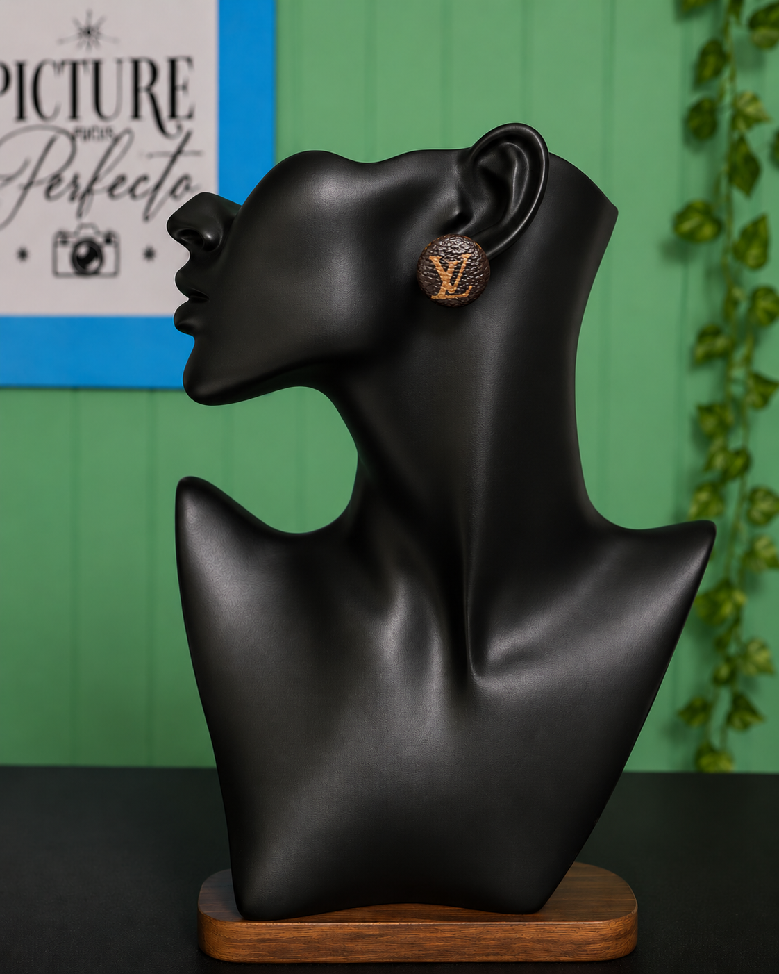Leather Button earrings